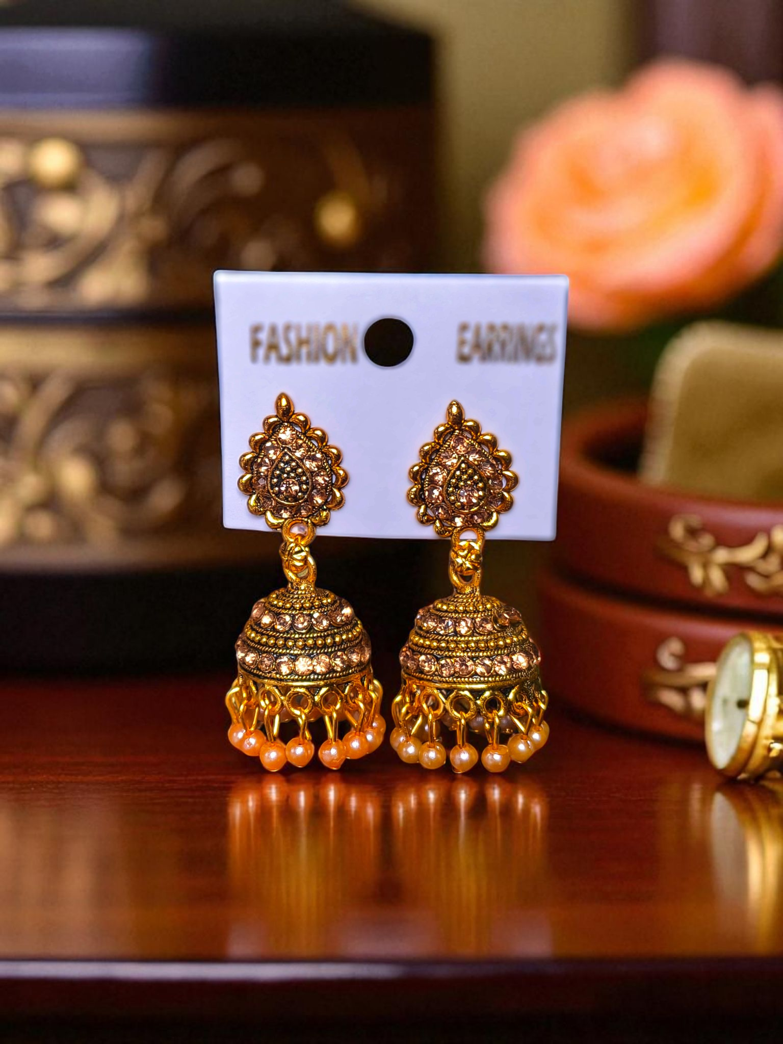 Amber Radiance Jhumkas