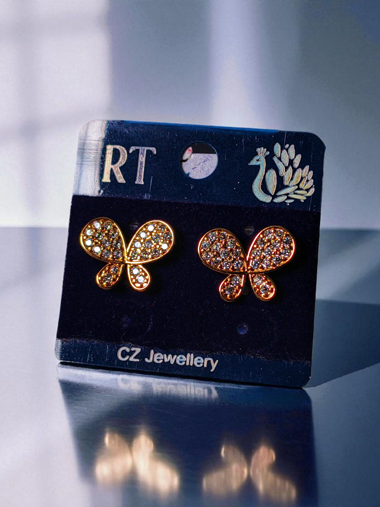 Golden Whisper Wings – AD Butterfly Earrings