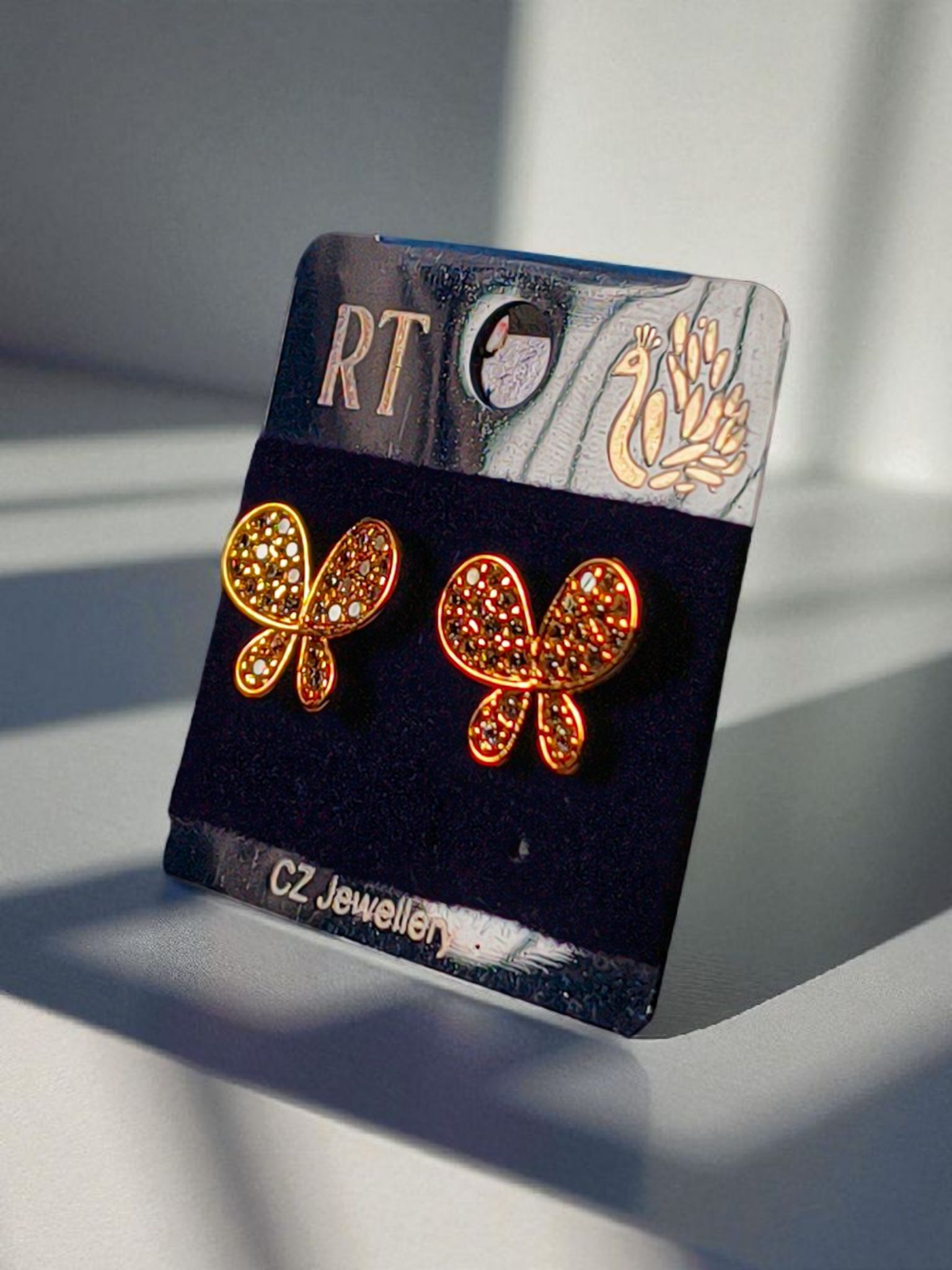 Golden Whisper Wings – AD Butterfly Earrings