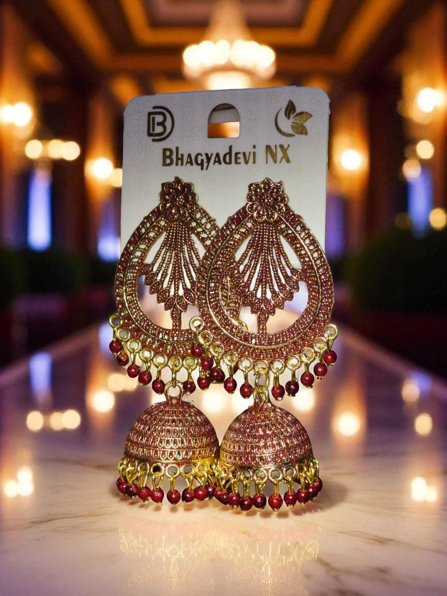 Zarora Royal Maroon Dome Jhumkas
